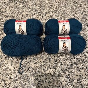 Premier Yarns Coral Teal 15-108 Lot of 4 Skeins 100% Dralon Acrylic Fine 2 Yarn